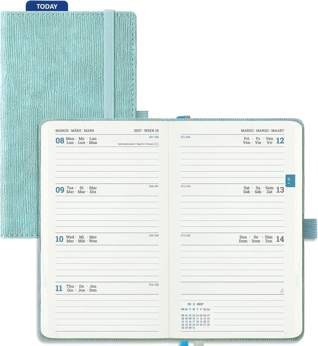Pocket Weekagenda - Jan. 2027 tot Dec. 2027 - Klein - A6 Boekagenda met PU-Leren Kaft - Voor Studenten en Professionals
