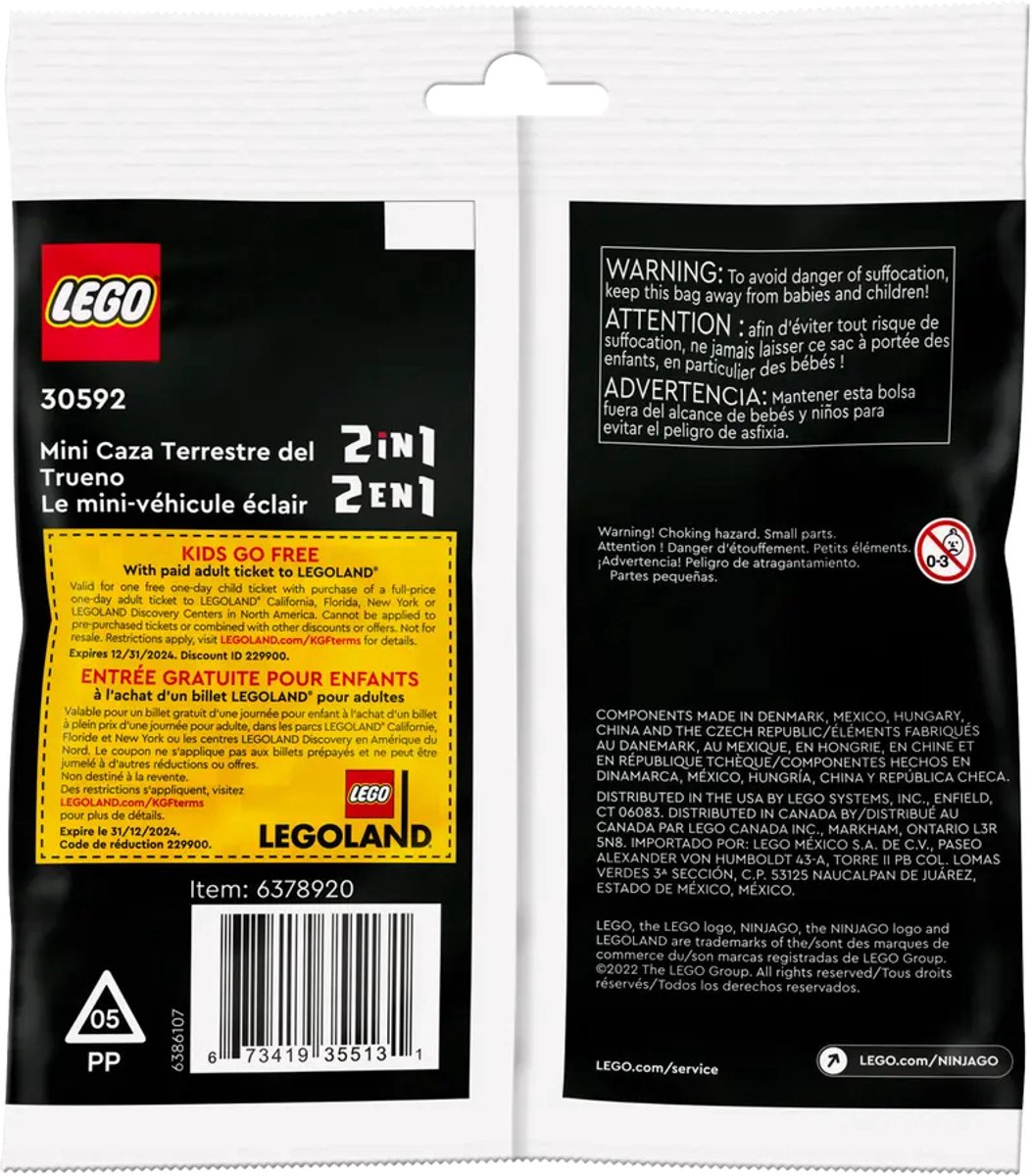 LEGO NINJAGO Mini Thunder Raider 30592, Bouwpakket, 7 jaar, Kunststof, 69 stuk(s) — cadeau in Spellen & Speelgoed - foto 2