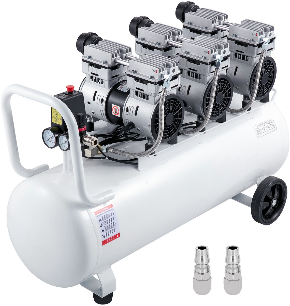Luchtcompressor 80L, Stille en Olievrije Compressor (22 Gallons) met 2 Manometers, Ideaal voor Huisreparaties, Vloerverwarming Reinigen, Plaatmetaal Schilderen, Staal Spuiten, Tandheelkundige Toepassingen, en Meer