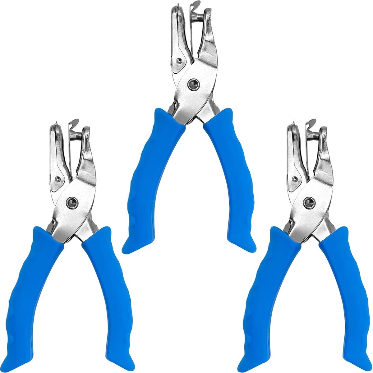 Enkelvoudige perforator - 1/4 inch (ca. 6 mm) - Geschikt voor knutselwerk - Compacte perforator met softgrip-handgreep - Ideaal voor papierknutselen thuis, op kantoor en in de klas - Blauw - 3 stuks