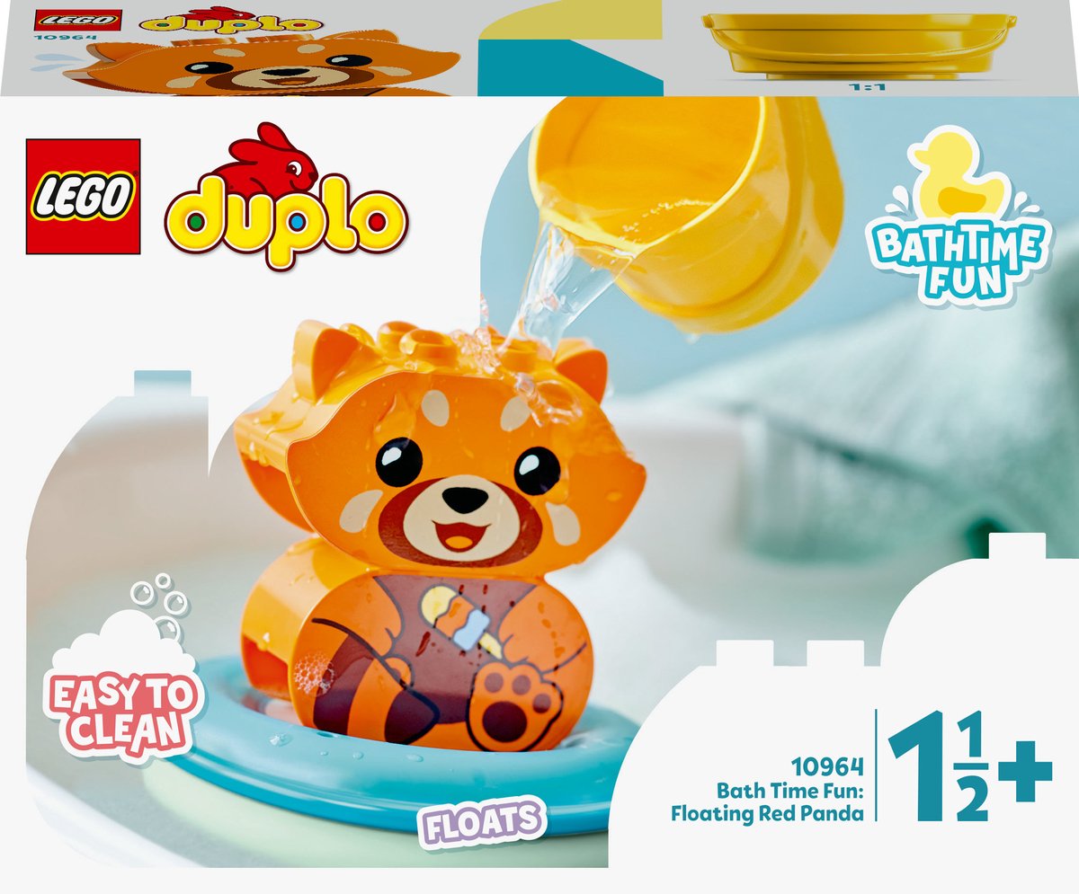 Bol.com LEGO® DUPLO® Mijn eerste pret in bad: drijvende rode panda 10964 bouwspeelgoed voor baby's en peuters; eenvoudig te rein... aanbieding