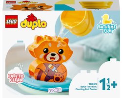 LEGO® DUPLO® Mijn eerste pret in bad: drijvende rode panda 10964 bouwspeelgoed voor baby's en peuters; eenvoudig te reinigen badspeelgoed met een rode panda; spelenderwijs leren voor peuters vanaf 18 maanden (5 onderdelen)