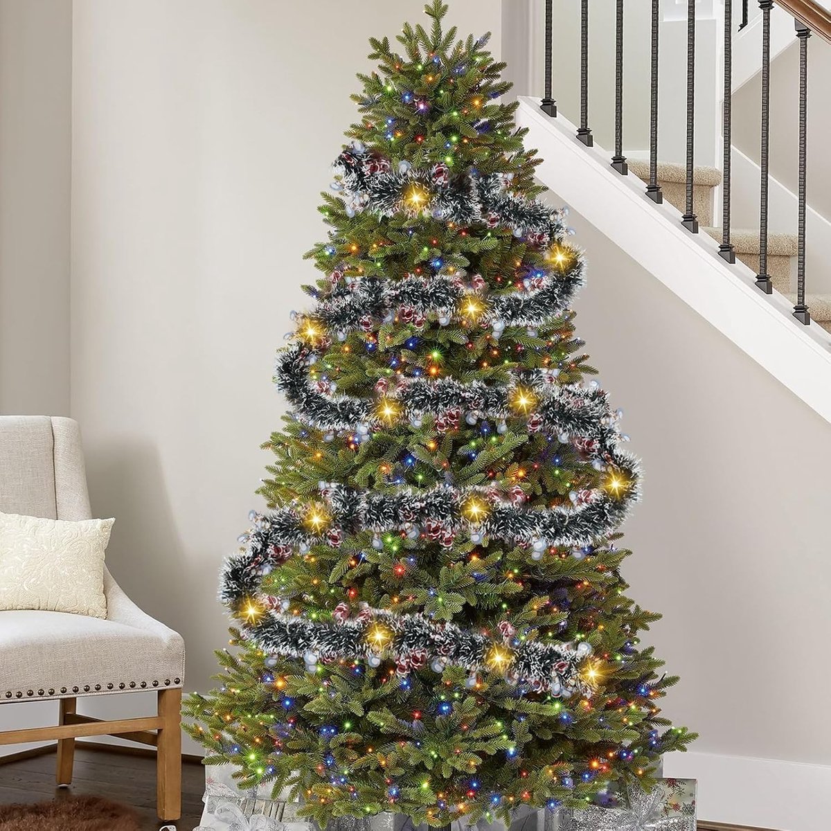 Kerstguirlande 500CM met LED-verlichting, Lametta Guirlande voor Binnen en Buiten, Decoratie voor de Kerstboom en Feestdagen – foto 3