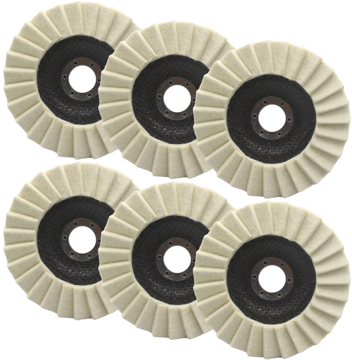 Polijstschijven 125 mm met 22.22 mm as, 6 stuks voor slijpmachines en boormachines, ideaal voor glans en afwerking