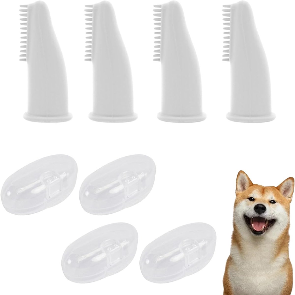 Set van 8 Herbruikbare Vinger Tandenborstels voor Honden van Siliconen, Tandheelkundige Zorg, Plaque Preventie en Mondhygiëne