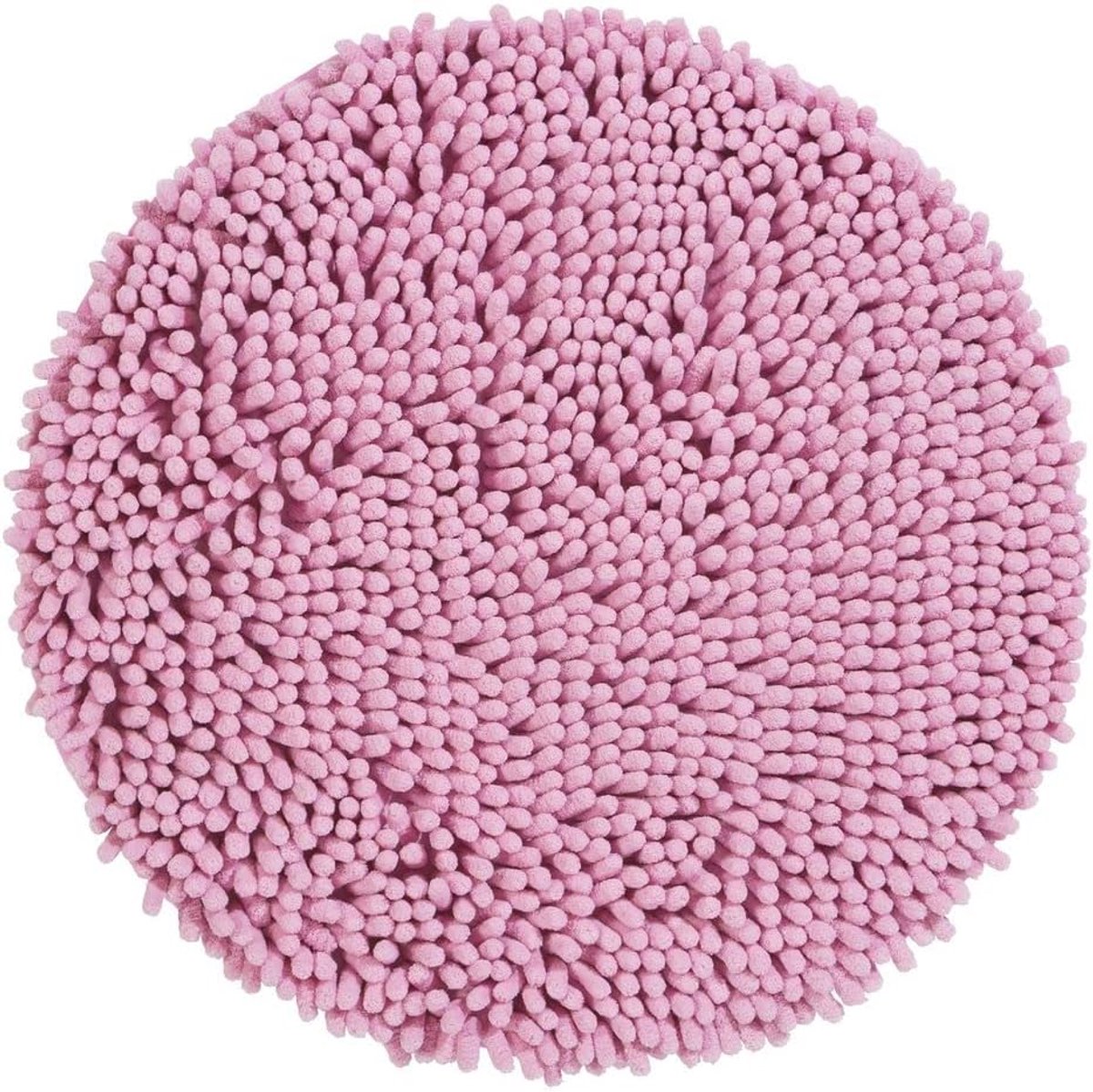 Douchemat - Diameter 56 cm - Rond - Chenille - Hoogpolig - Antislip - Machinewasbaar - Roze