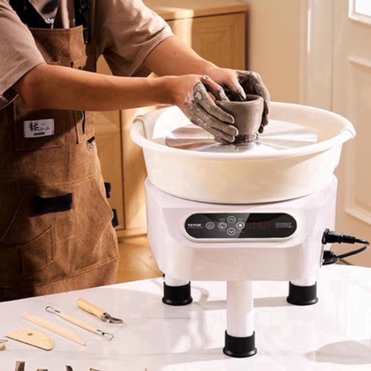 Pottenbakkersschijf – Pottenbakkerswiel – Keramiekmachine – Aardewerkschijf – Elektrische Pottenbakkerschijf – 28 cm Keramische Schijf – 450W Motor Met LCD Touchscreen En Voetpedaal