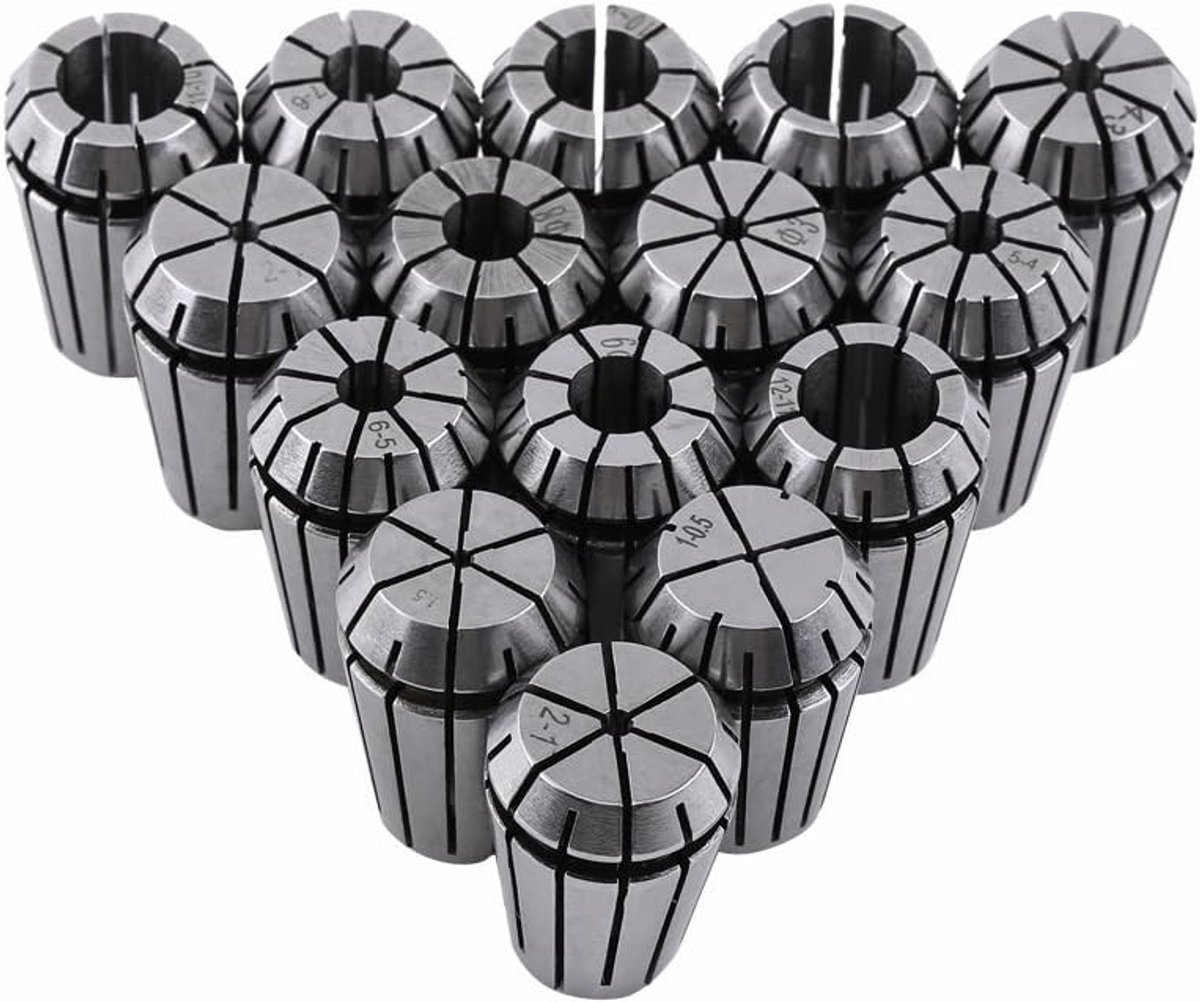 Spring Collet Set 15-delig 1-13 mm Diameter met 0.01 mm Precisie voor CNC Graveermachine en Freeslathe Tool