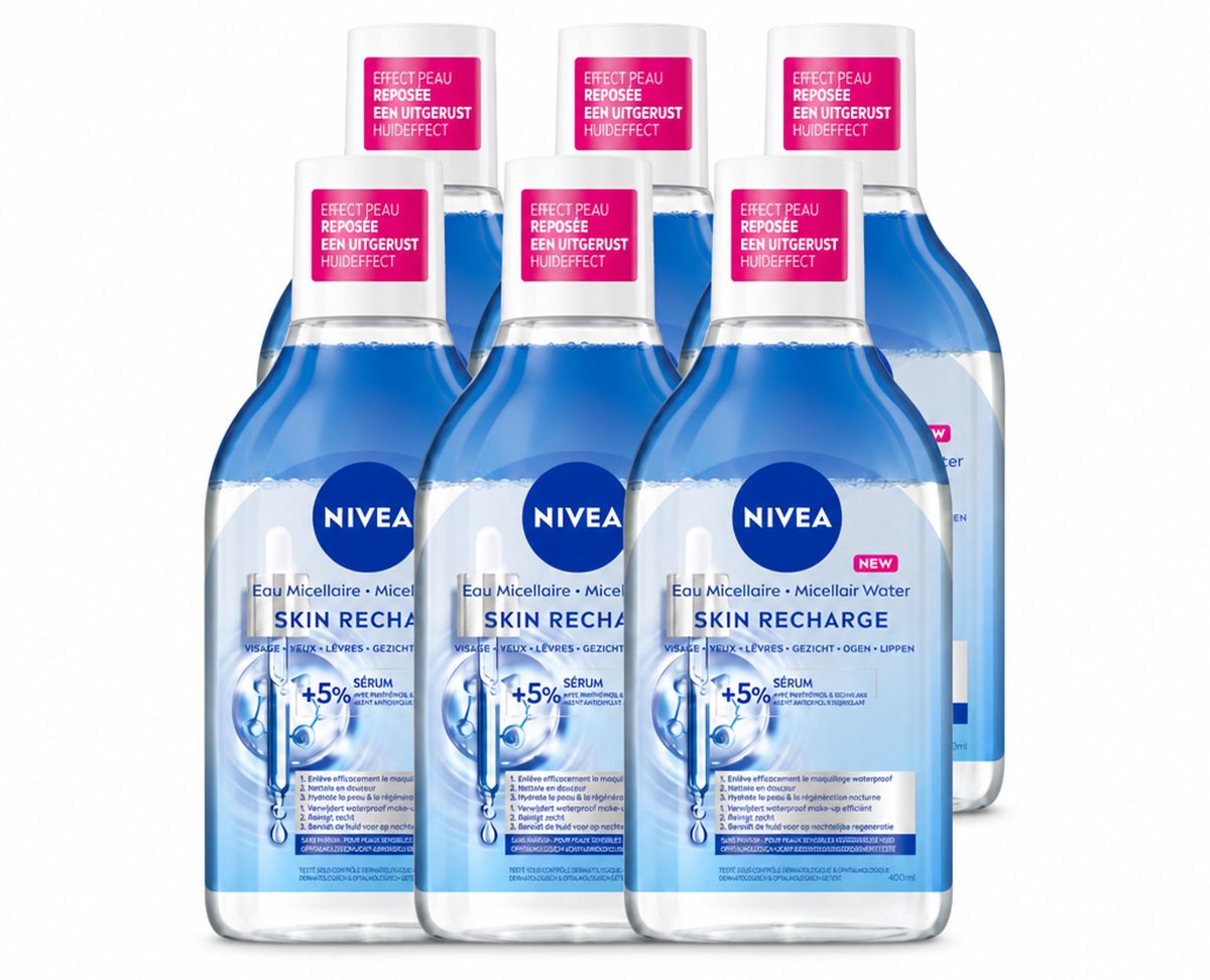 6 x NIVEA - Micellair Water - Serum Verrijkt Opladend - Verwijdert Waterbestendige Make-up - 400 ml - Voordeelverpakking - 6 stuks