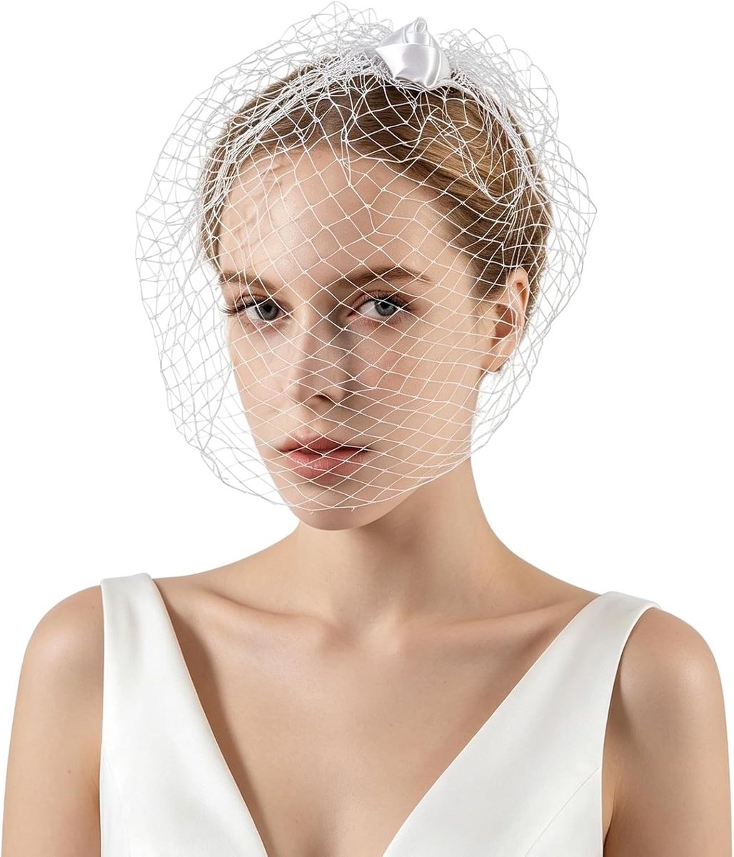 Elegante Hoed met Bloemen en Netwerk voor Bruiloften, Themapartijen en Halloween Kostuums, 1920s Flapper Stijl Fascinator met Clip voor Dames