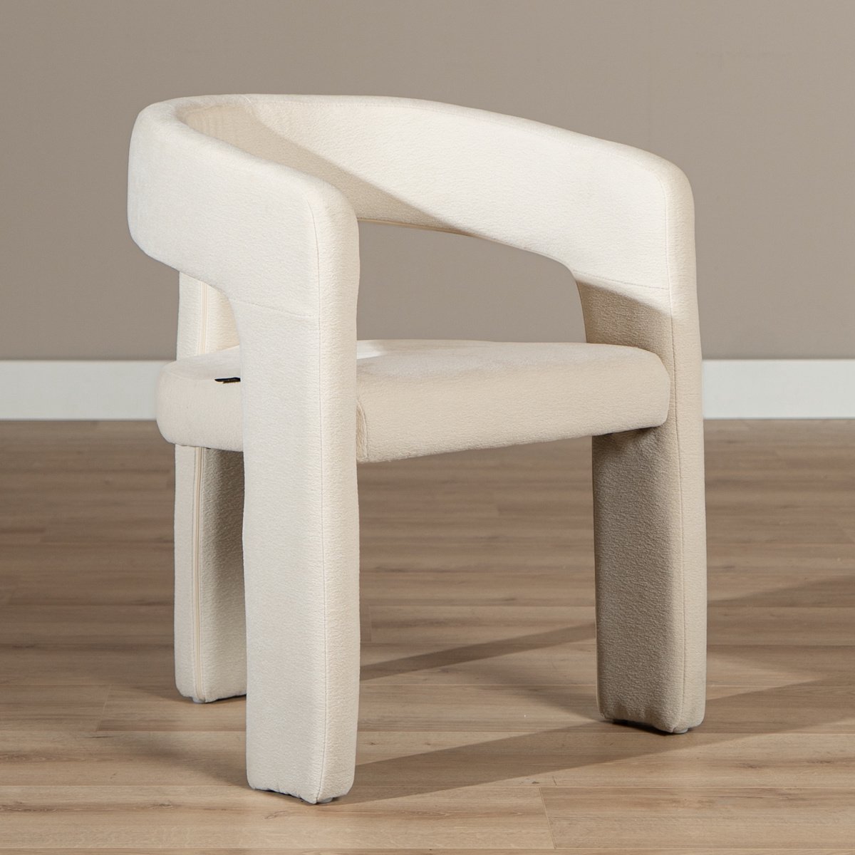 Bronx71 Scandinavische eetkamerstoel Bibi chenille off white - stoel Wit