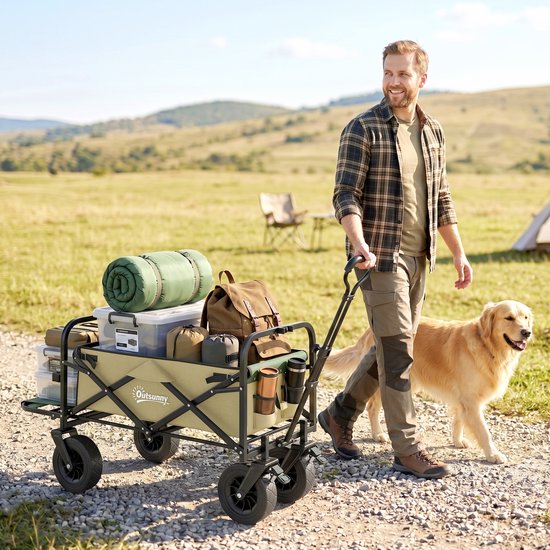 Outsunny Bollerwagen Stahl, Oxfordstoff Khaki van Outsunny — afbeelding 5