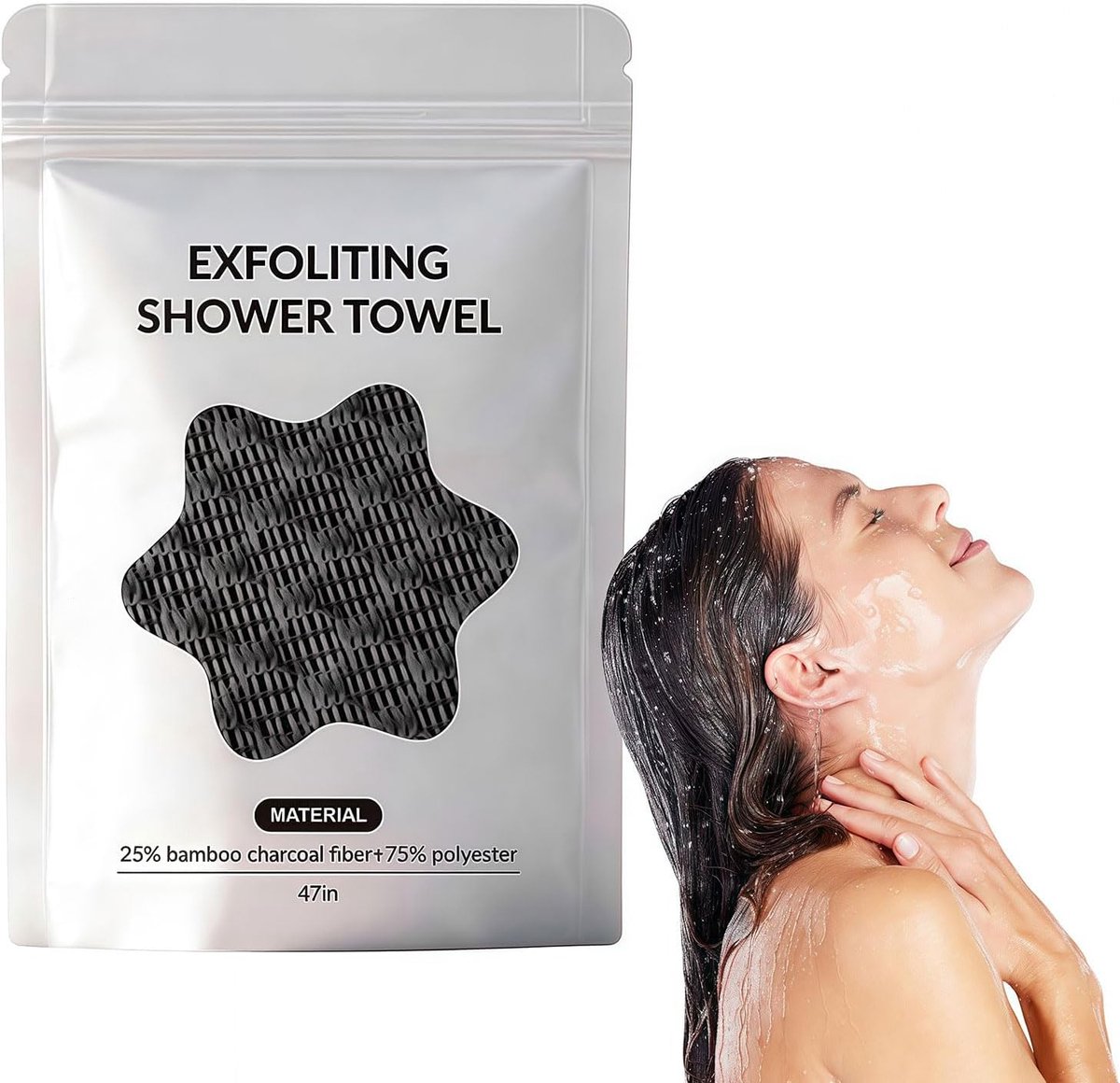 LuminaVerde peeling douchedoek, rugschrobber douche, exfoliërende microvezel douchedoek, 2-zijdig, peeling spons voor - ShopVlot