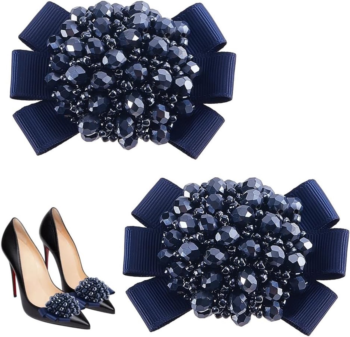Elegante Schoenclips met Kristaldecoratie en Parelbeading voor Dames - Afneembare Versiering voor Hakken en Schoenaccessoires
