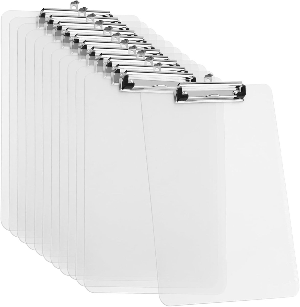 12 Stuks A4 Transparante Clipboards, Duidelijke Lage Profiel Kunststof Clipboards, Stevige Clipboards voor Thuis, School en Kantoor