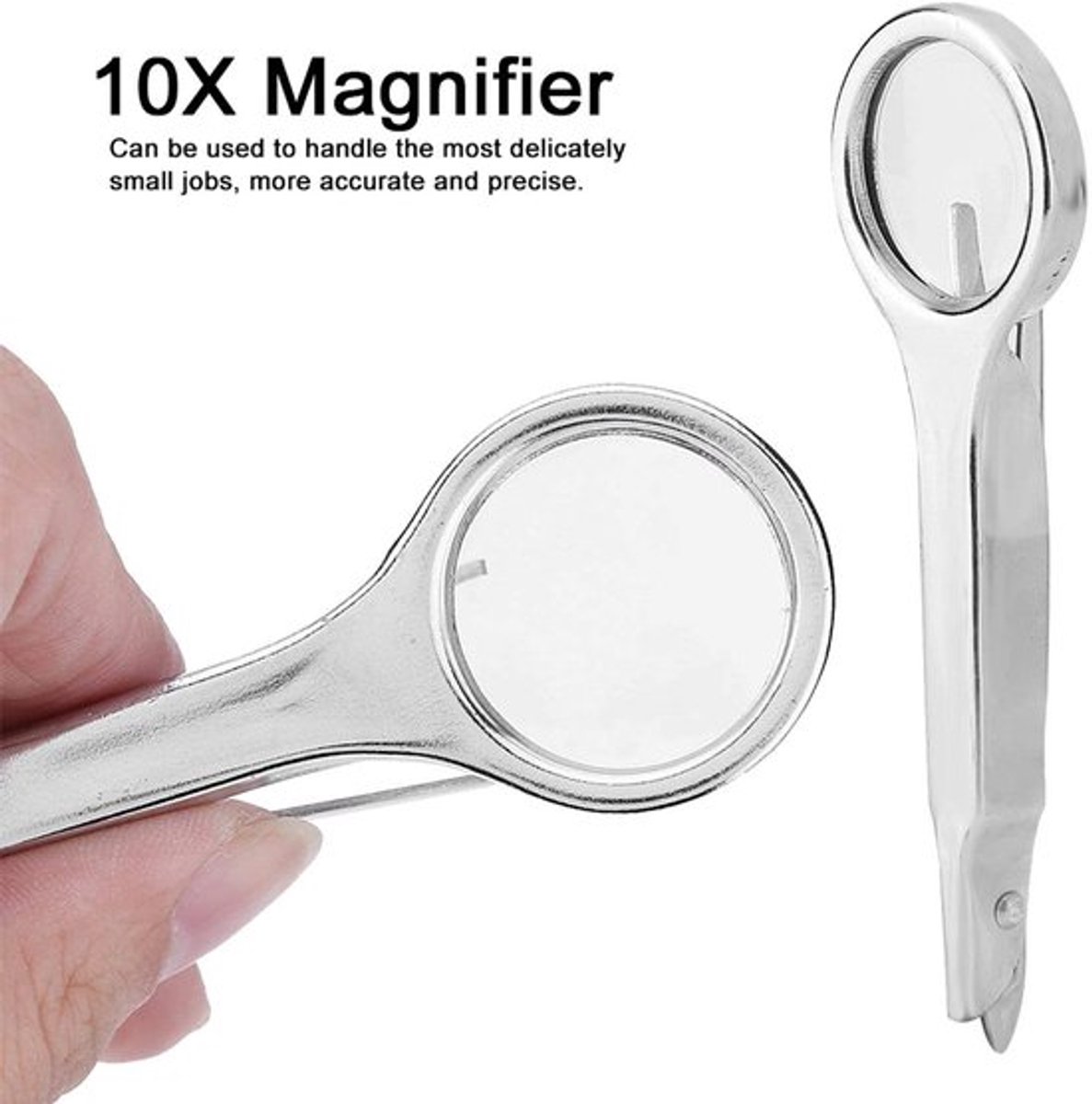 Dailygoods- Tweezers met 10x vergrootglas - Roestvrij Staal - Precisie voor