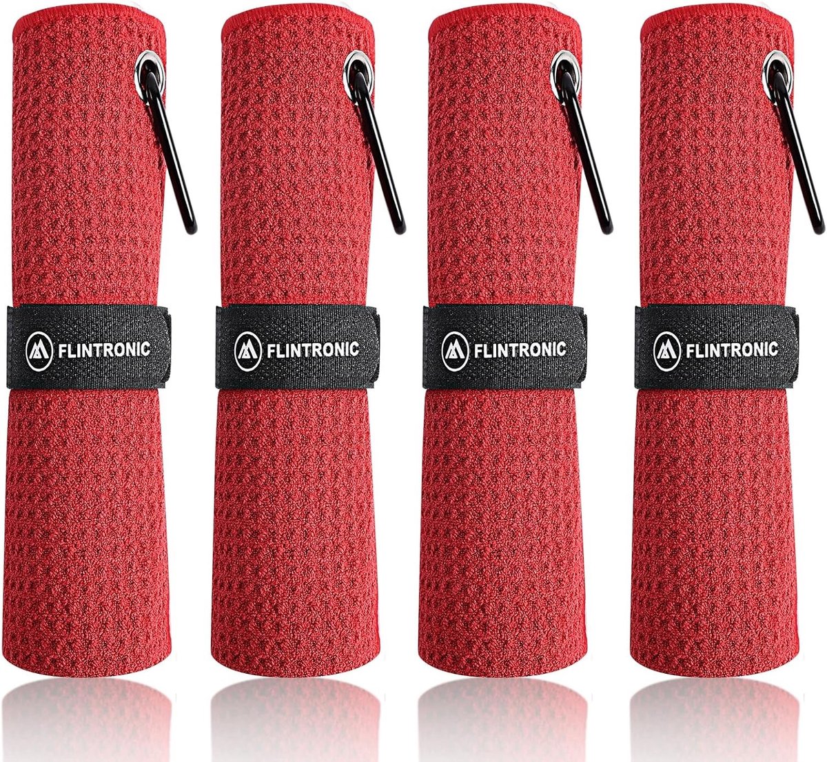 Unisex Golf Handdoeken Set van 4, Grappige Golfhanddoeken met Clip, 40x40 cm, Rood, Ideaal voor Golfers en Sportliefhebbers