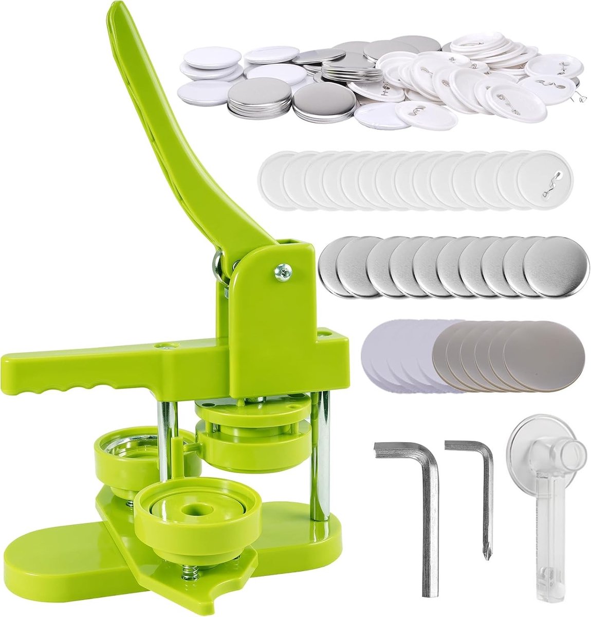Buttonmachine 58 mm - DIY Persmachine Kit - Kunststof - Inclusief 100 Onderdelen en Cirkelsnijder