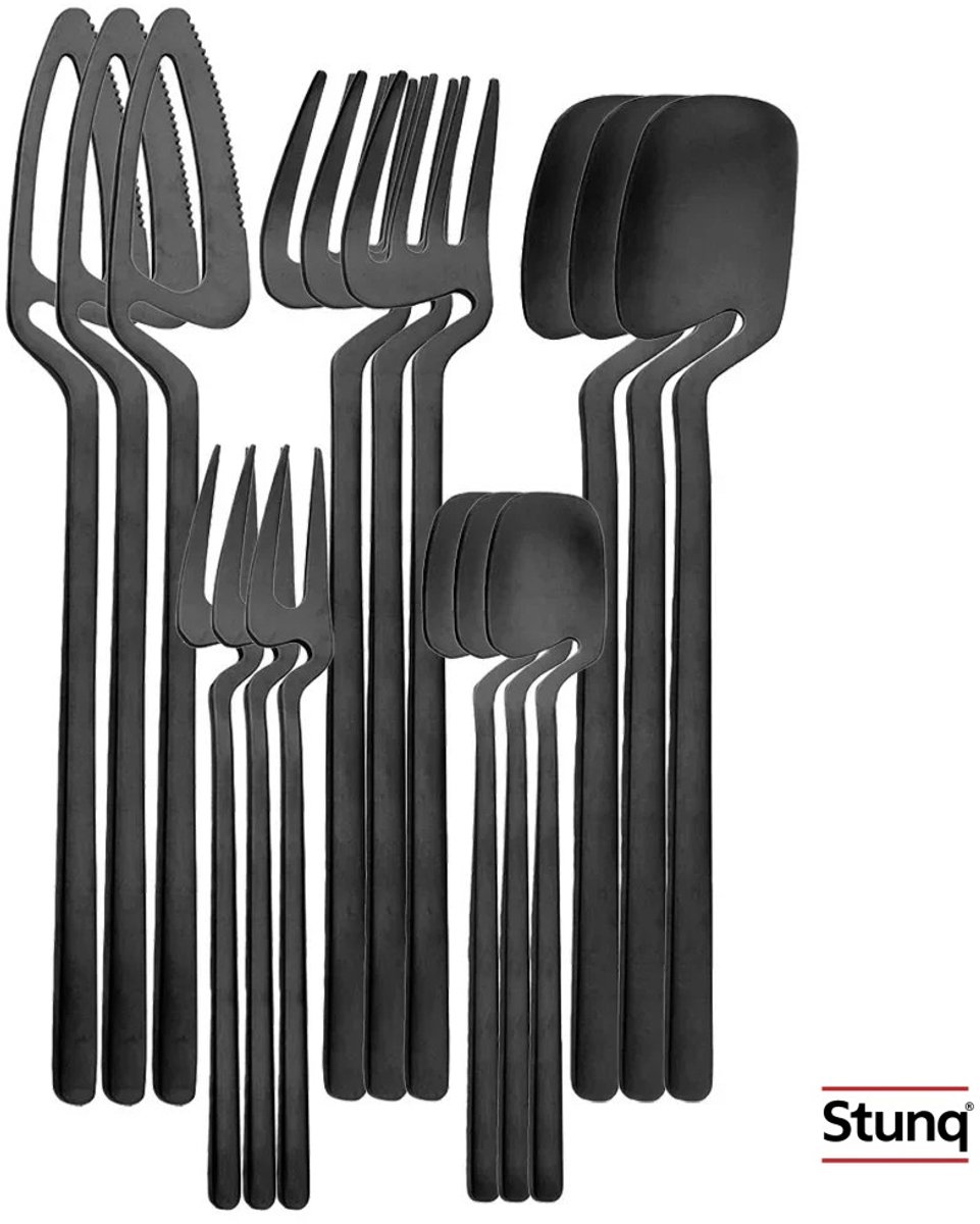 Stunq® Bestekset 15-delig Mat Zwart RVS