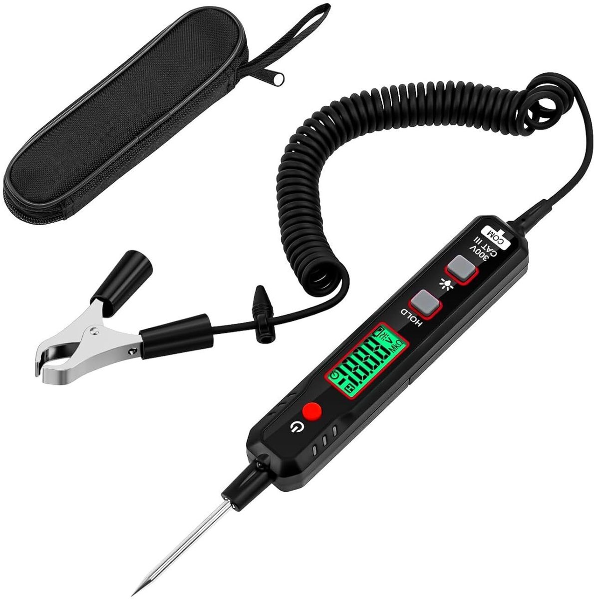 Digitale autotestlamp - Autospanningsmeter - Spanningsmeter - Autostoringsdiagnose - 0,8 V – 100 V - Zwart