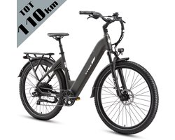 TTGO C5 Elektrische Stadsfiets 27,5 Inch – Tot 110 km – 648Wh Accu – Hydraulische Schijfremmen – 250W Achterwielmotor 70Nm - Shimano 7 Versnellingen - grijs