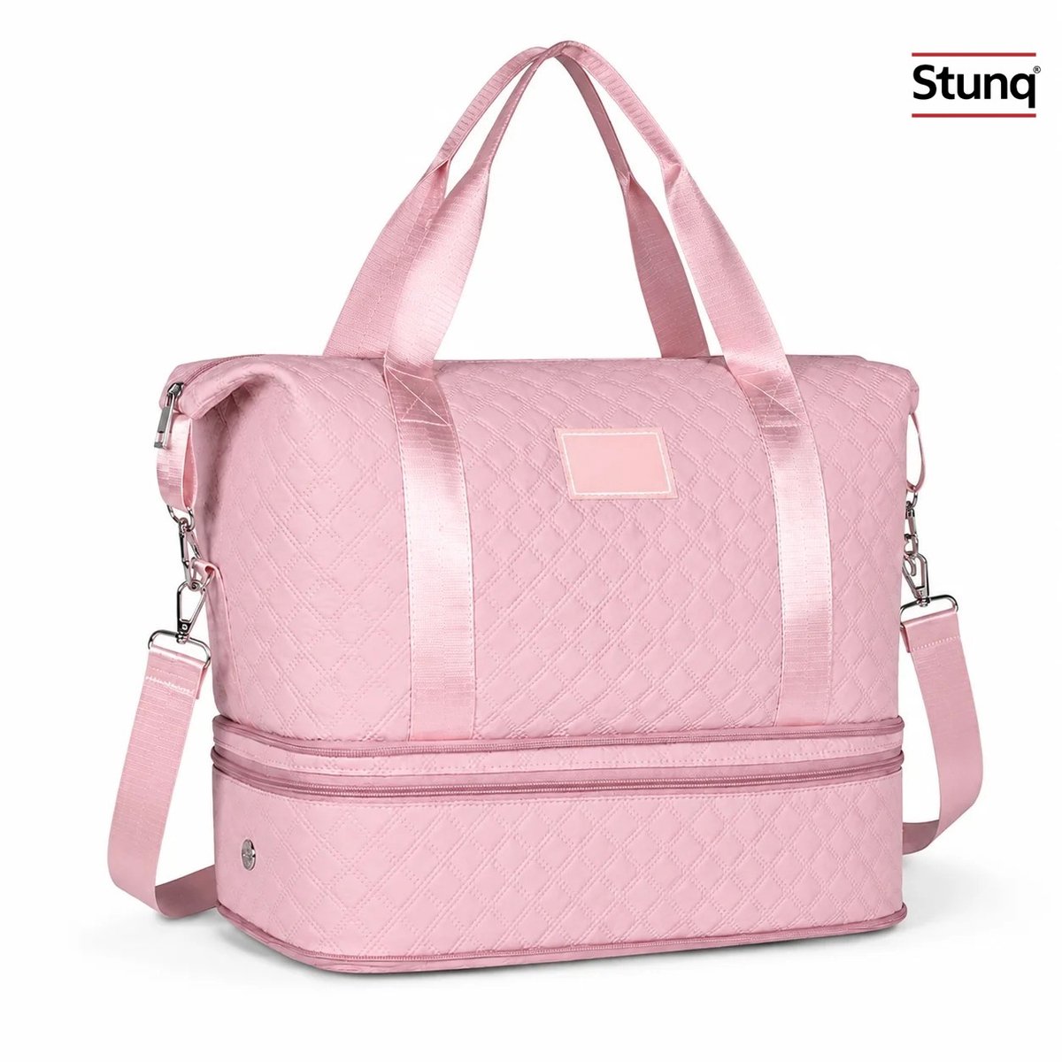 Stunq® Opvouwbare reistas voor dames - Roze - Grote capaciteit, gewatteerde weekendtas met schoenencompartiment