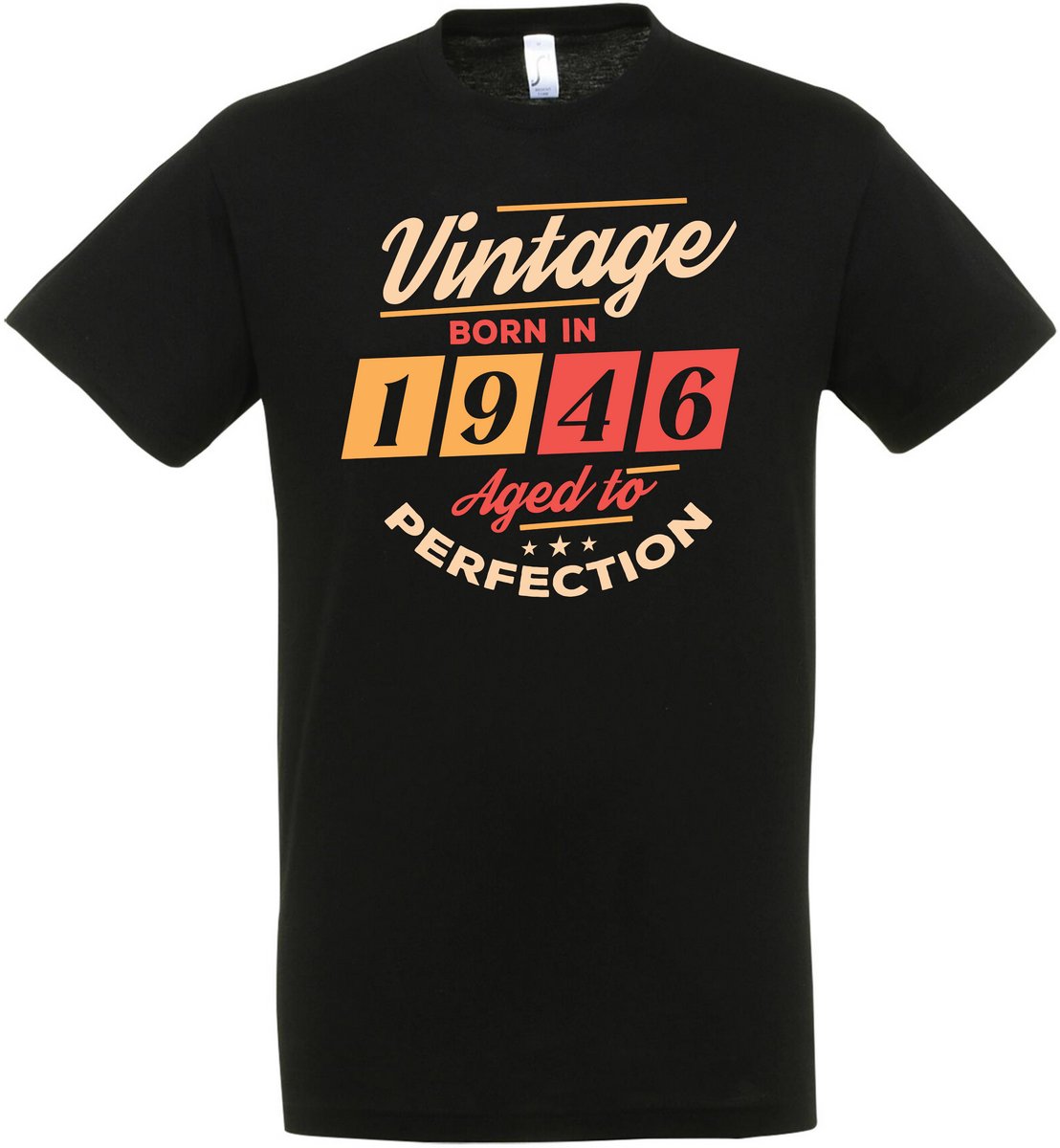 Vintage Born In 1946 T-shirt - Verjaardag en feest cadeau - Cadeau tip - Aged To Perfection - 80 jaar cadeau - 80 jaar - T-shirt - 1946 - Heren - Vader Cadeau - Maat XXL