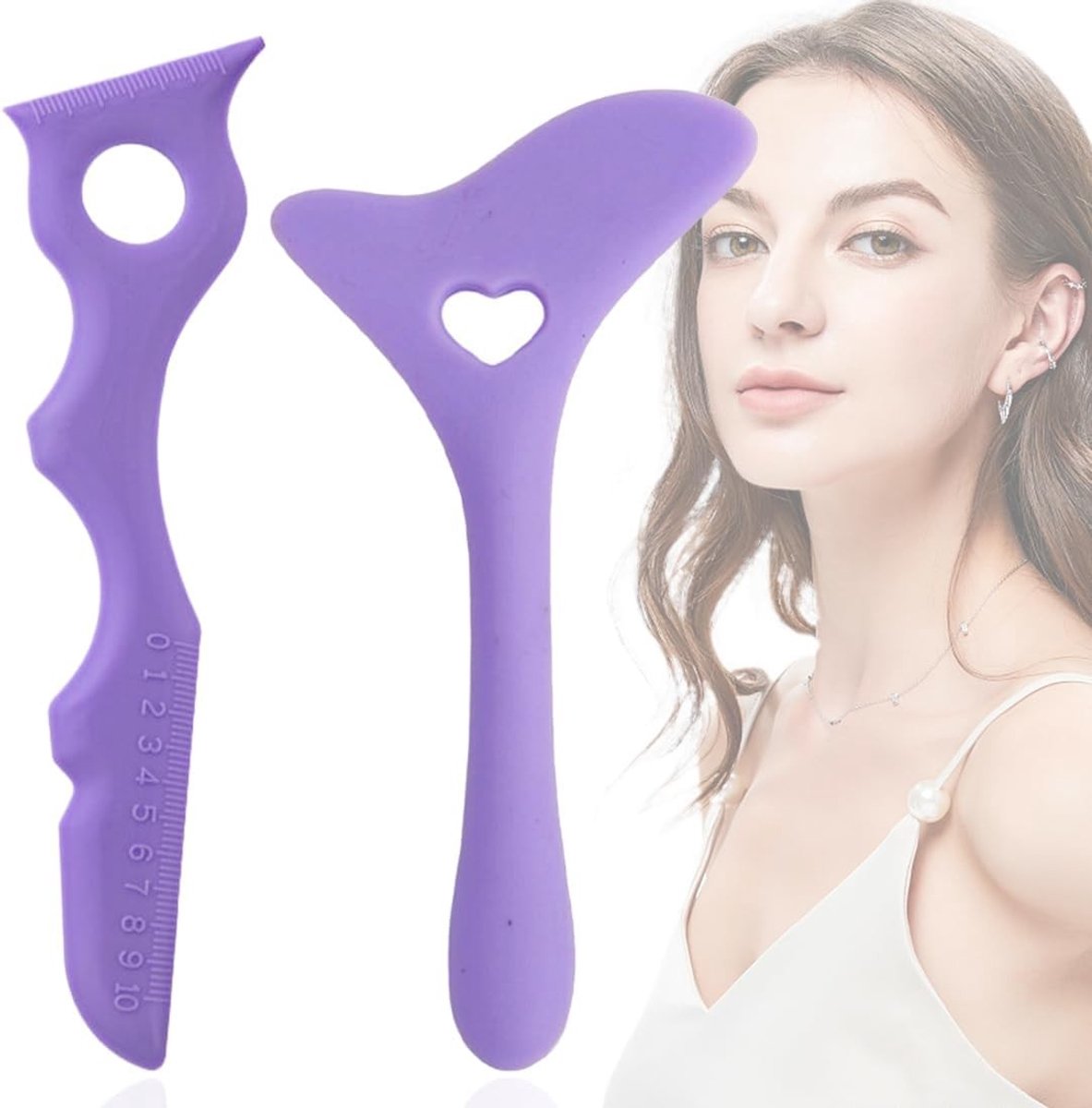 Set van 2 Siliconen Oogschaduw Sjablonen - Make-up Tool voor Beginners, Multifunctionele Hulp voor Perfecte Oogmake-up en Lippenstift Applicatie