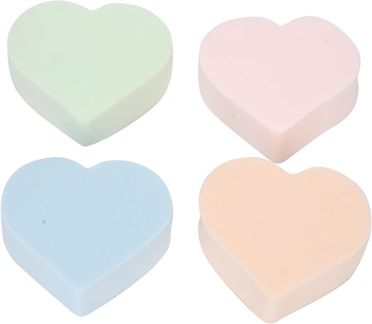 Zachte Hartvormige Make-up Sponsen voor Poeder en Foundation, Set van 4 Stuks voor Perfecte Make-up en Blush Applicatie