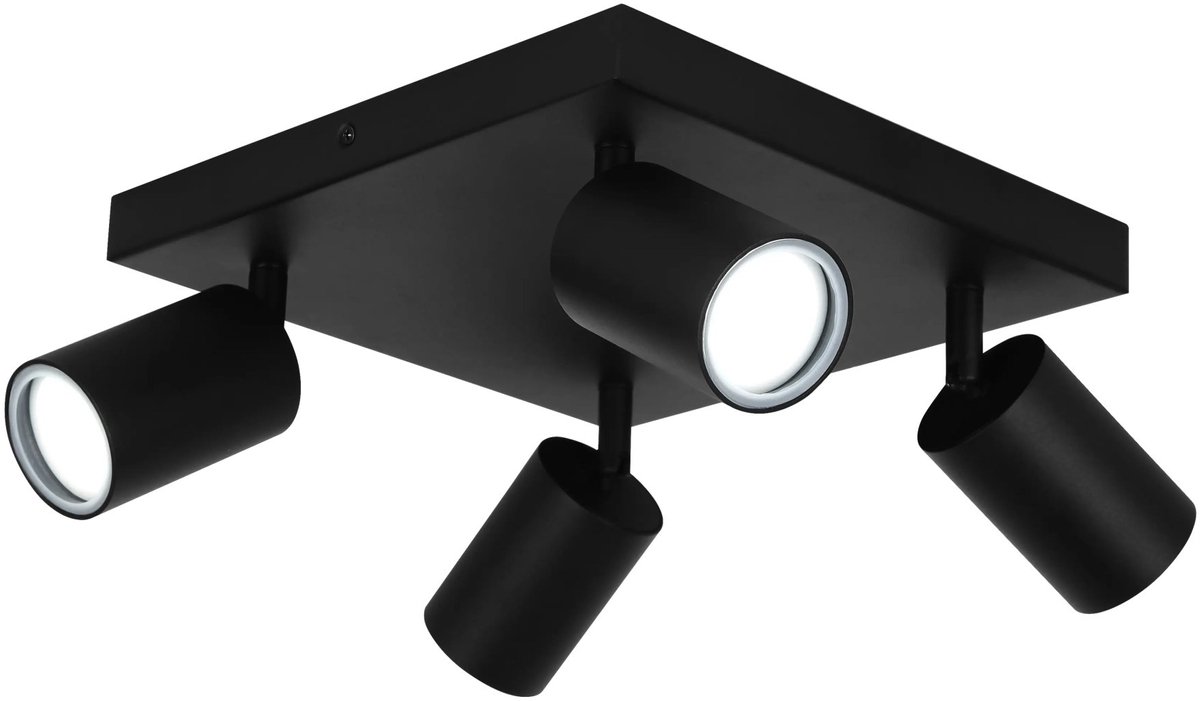 Inaki opbouwspot met 4 lichtpunten in zwart aluminium, GU10 MR16 fitting, IP44, lichtbron niet inbegrepen