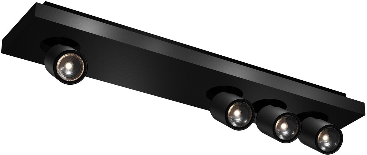 Nysit vierkante opbouwspot met 4 lichtpunten, GU10-fitting, LED 4,5W incl., dimbaar, zwart staal