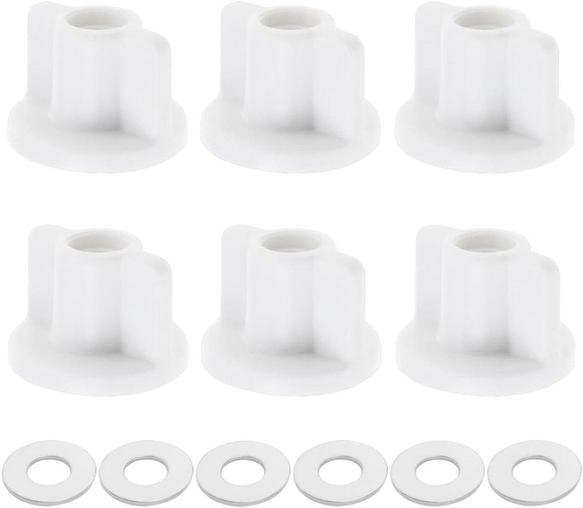 6-delige set voor toiletbril bevestigingsonderdelen met M6 schroefdraad en ringen voor vervanging van scharnieren, maat 17.5x25mm, ideaal voor eenvoudige installatie