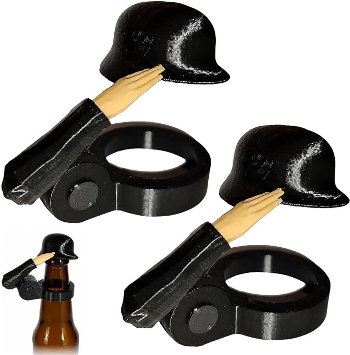 2 stuks soldaten helm met bierfles motief - herbruikbaar - grappige stofwerende decoratieve doppen voor actieve soldatenliefhebbers