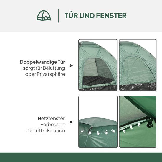 Outsunny-Campingzelt-Polyester, Kunststoff-206L x 185B x 120H cm-Dunkelgrün van Merkloos — afbeelding 4