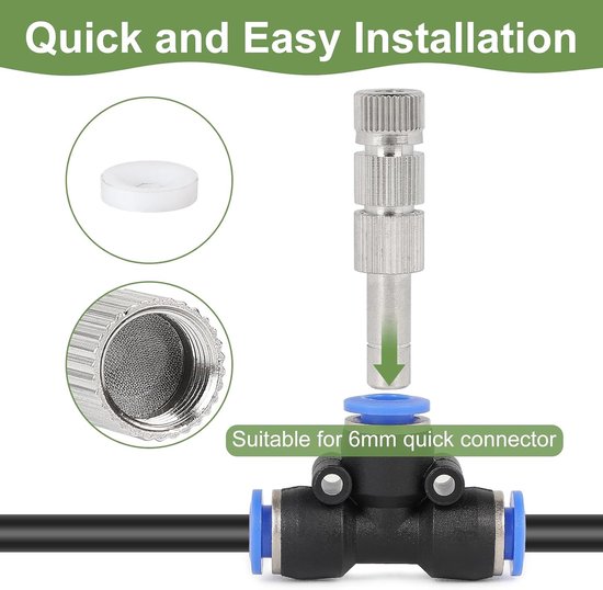 10 x Mist Sprayer met Lage Druk, 0.7mm Keramische Vernevelaar en Messing Spuitdoppen voor 6mm Aansluitingen, Inclusief Filter en Vernevelingstechnologie — afbeelding 4