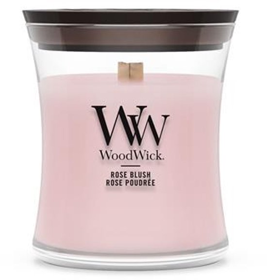 WoodWick Hourglass - Rose Blush - Mini Geurkaars - Tot 30 branduren | bol