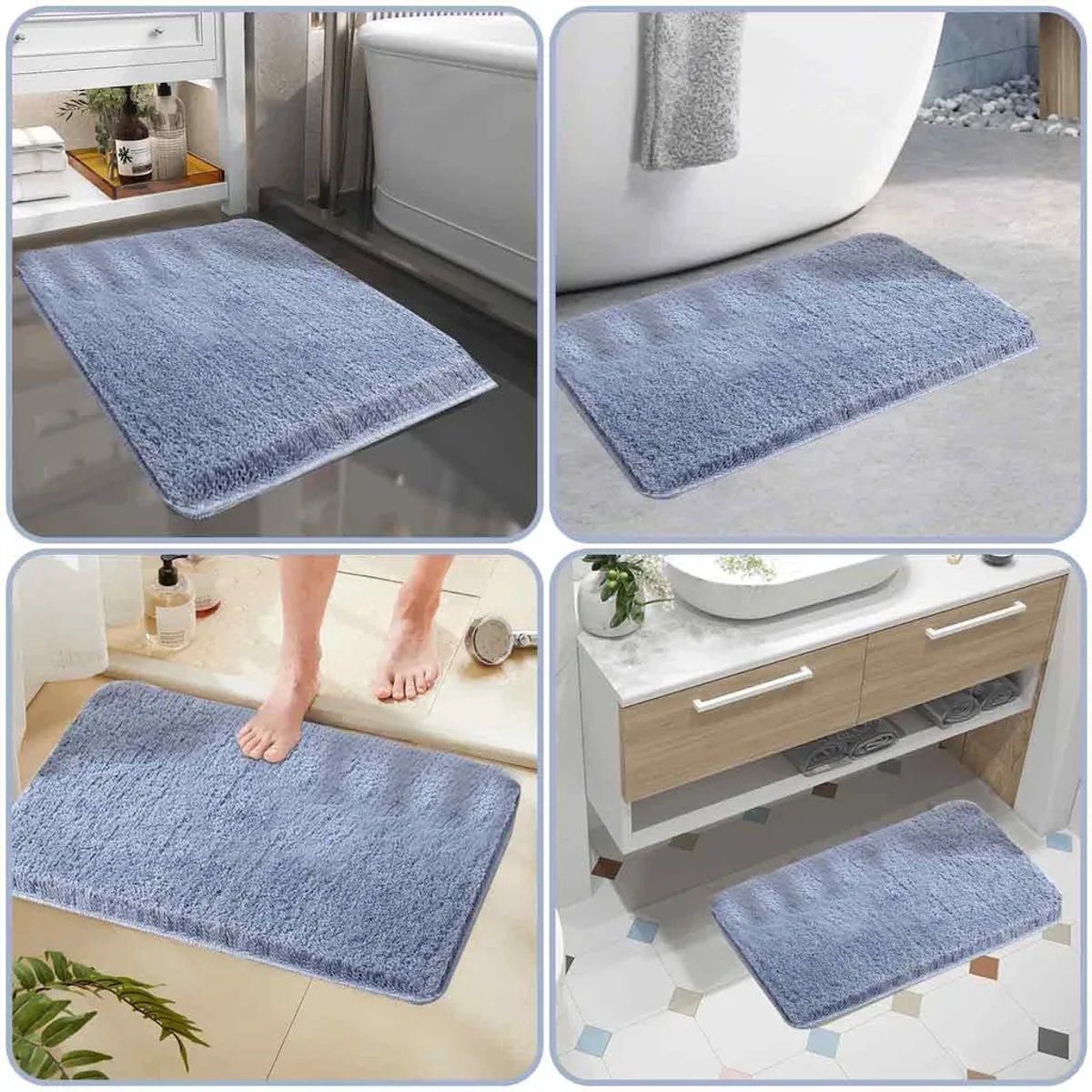 Badmat, zacht en comfortabel, zeer absorberend, gemaakt van microvezel, Geschikt voor badkamervloeren en badkuipen, afmeting: 40 x 60 cm.