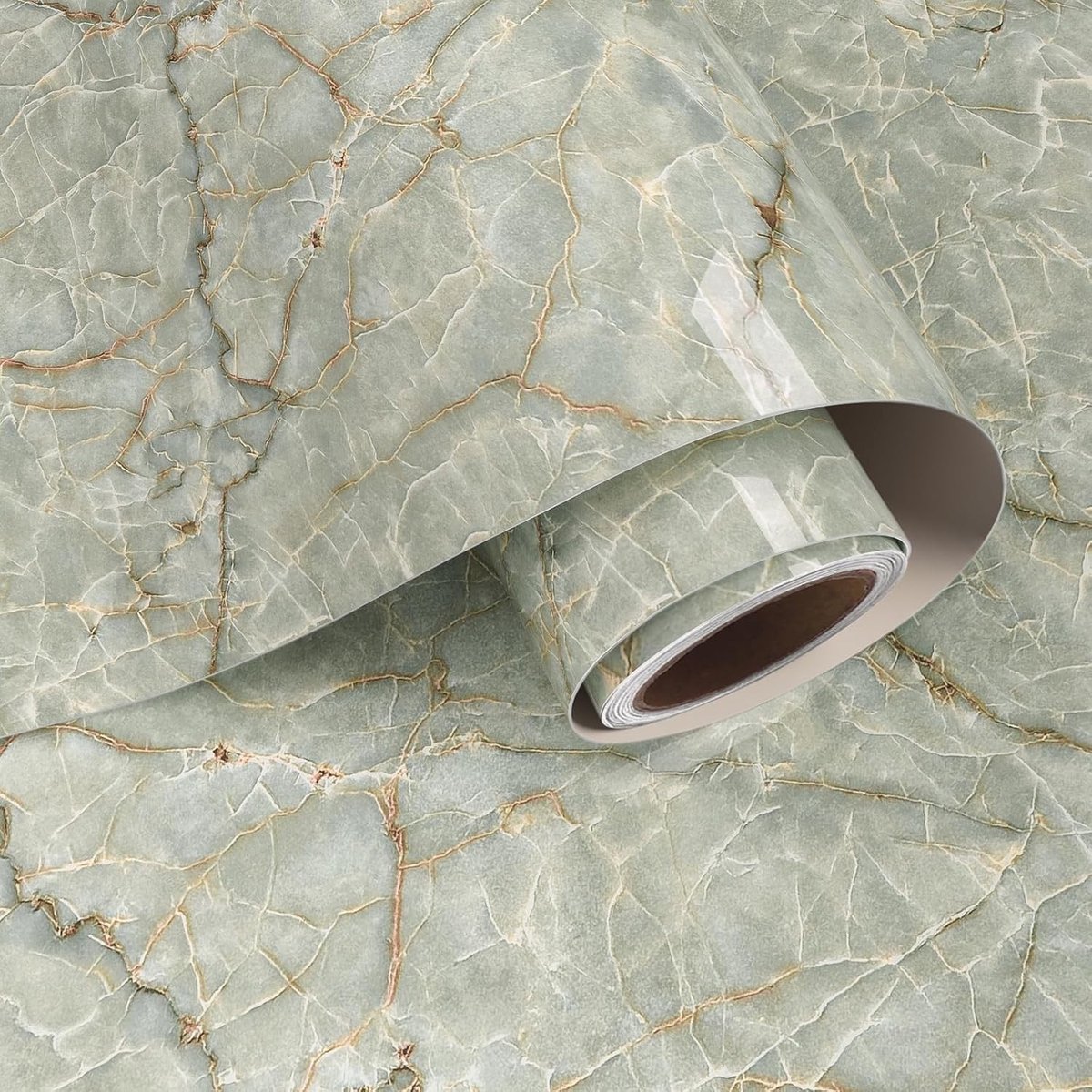 Cyan Jade Marmer Effect Behang 40cm x 200cm voor een Luxe Interieur, Wanddecoratie en Modern Design