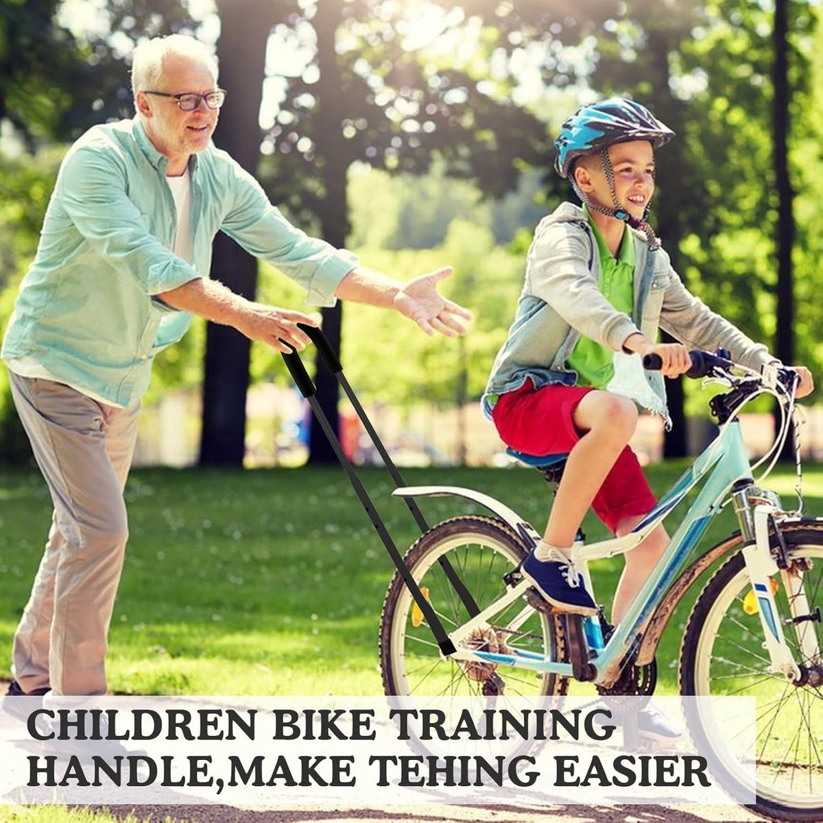 Duwstang voor Kinderen, Fietsrijden Leerhulp, Stevige Accessoires voor Fietsen en Driewielers, Zwart, Veilig en Gebruiksvriendelijk