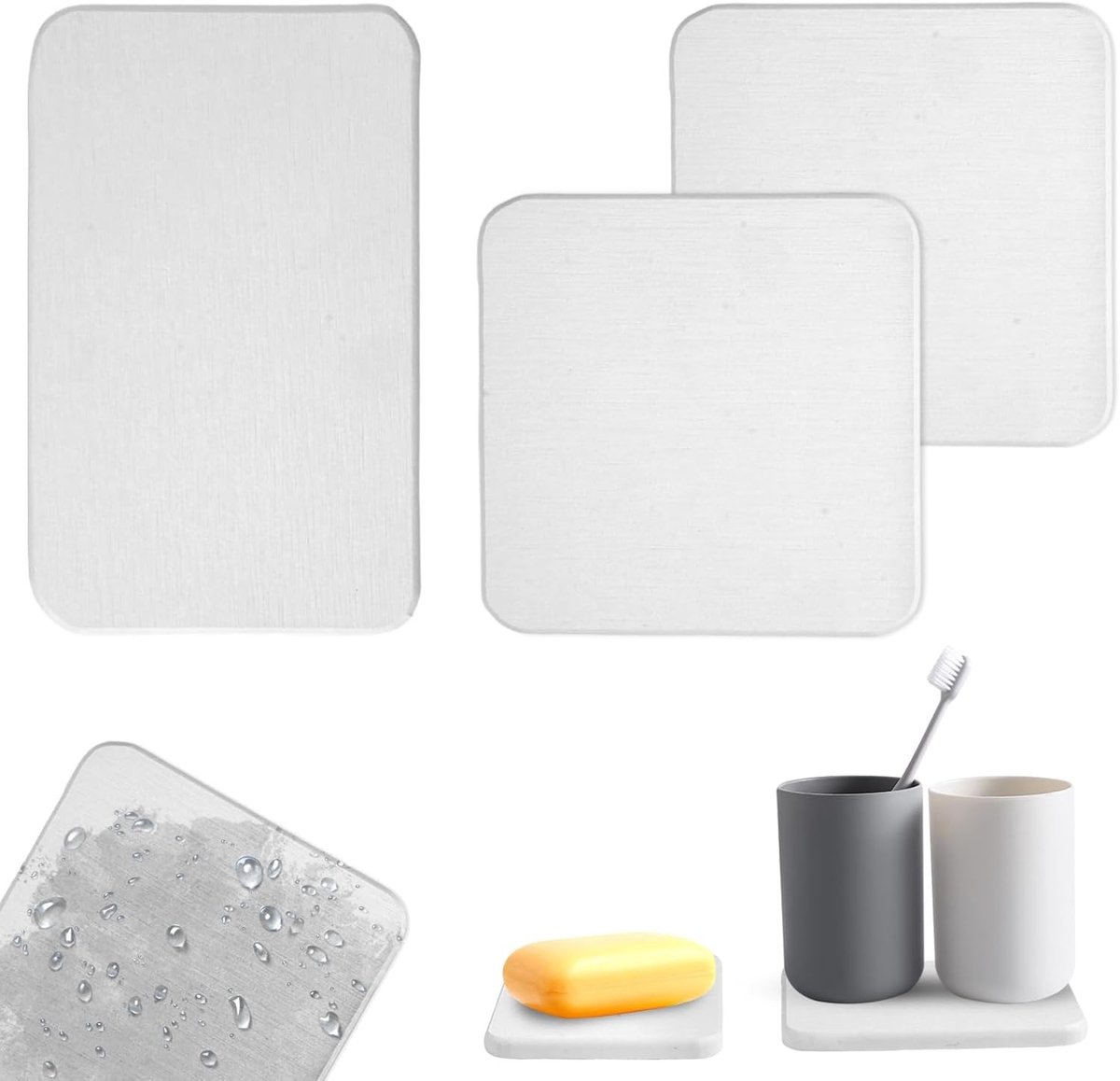 Waterabsorberende Coasters van Diatomiet - Set van 3 voor Badkamer en Keuken, Ideaal voor Vochtige Omgevingen