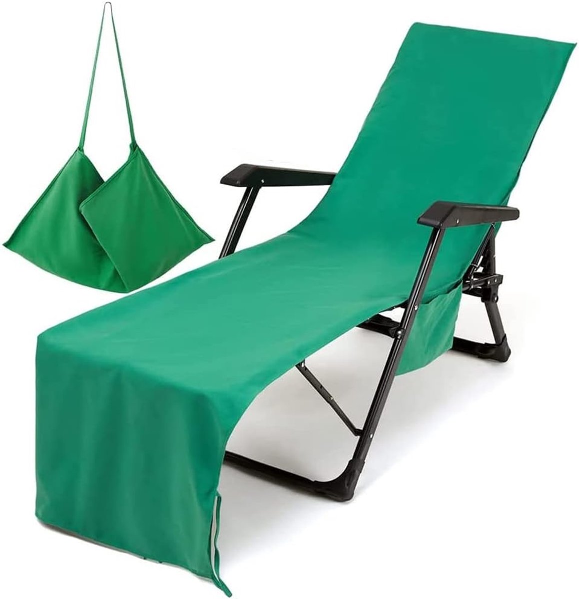 Strandstoelhoes met zakken, eenvoudige zonligbedden, microvezel handdoeken voor buitengebruik, ideaal voor tuin en zwembad in de zomer