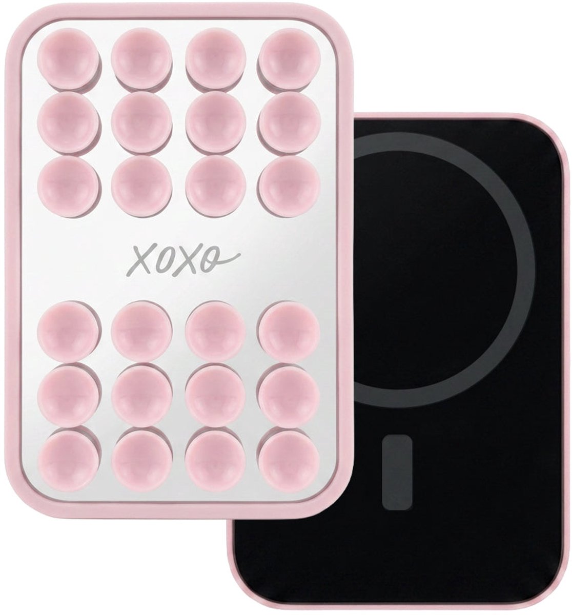 xoxo Wildhearts telefoonmagneet zuignap - Stick On Me Selfiesticker TikTok - Telefoon magneet - geschikt voor MagSafe Apple iPhone 12 / 13 / 14 / 15 / 16 / 17 / 18 / Mini / Pro (Max) / Plus / Air - Magnetisch - Vierkant - Lichtroze