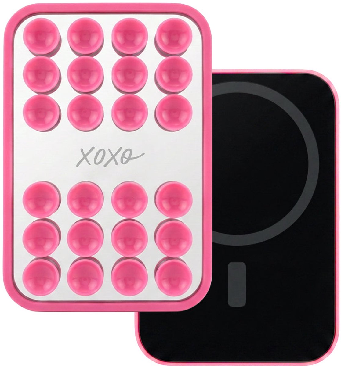 xoxo Wildhearts telefoonmagneet zuignap - Stick On Me Selfiesticker TikTok - Telefoon magneet - geschikt voor MagSafe Apple iPhone 12 / 13 / 14 / 15 / 16 / 17 / 18 / Mini / Pro (Max) / Plus / Air - Magnetisch - Vierkant - Roze
