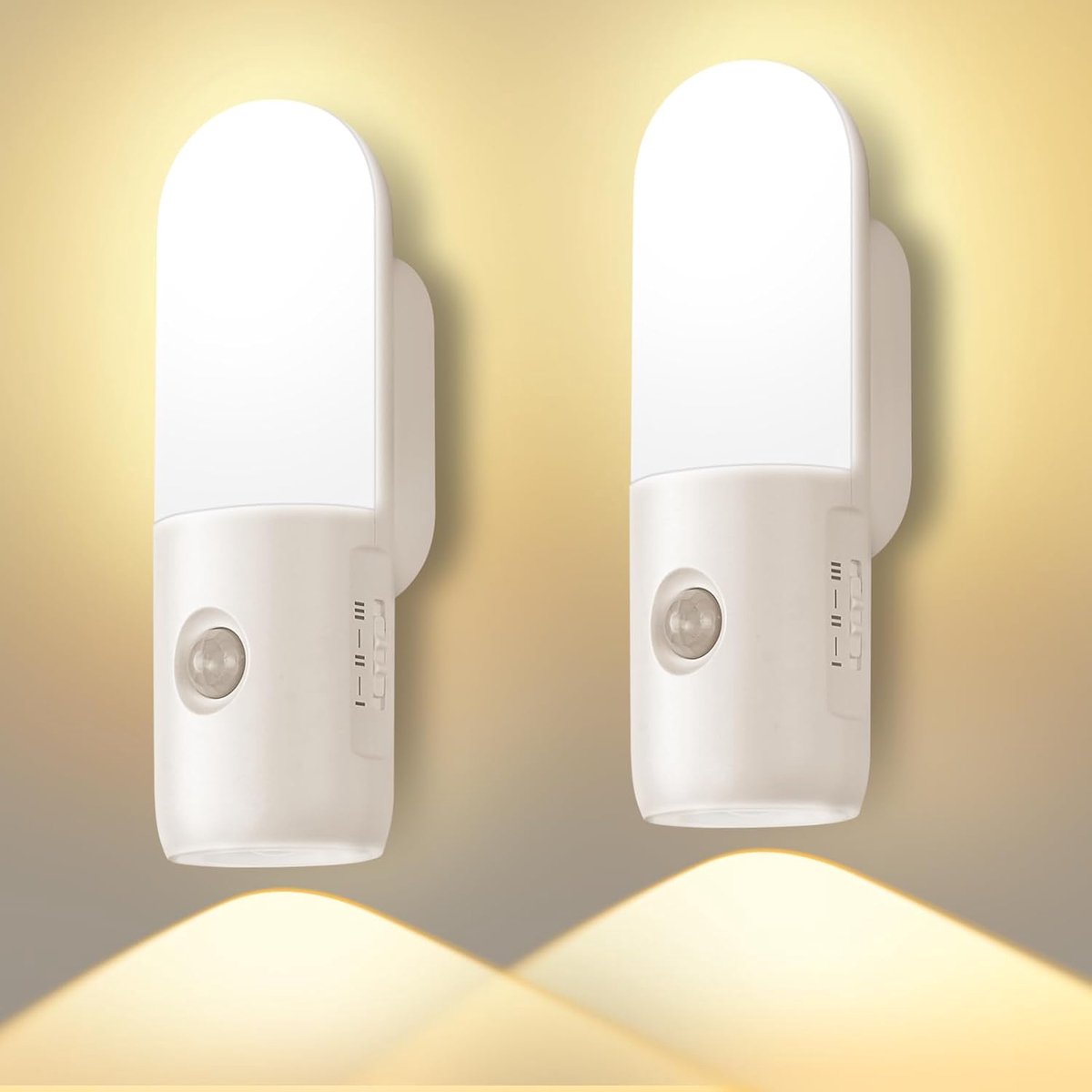 Led-nachtlampje met bewegingssensor, 2 stuks auto on/off oplaadbare LED-nachtlamp, dimbare nachtverlichting, 3 kleurtemperaturen, spotlight voor trappen, keuken, slaapkamer, badkamer, gang
