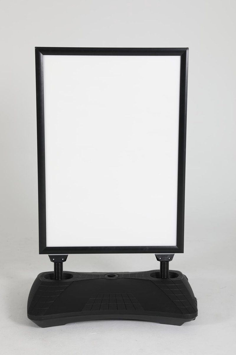 Reclamebord A1 Dubbelzijdig Weerbestendig Stoepbord met Wielen Vulbare Voet 59,4 x 84,1 cm Zwart