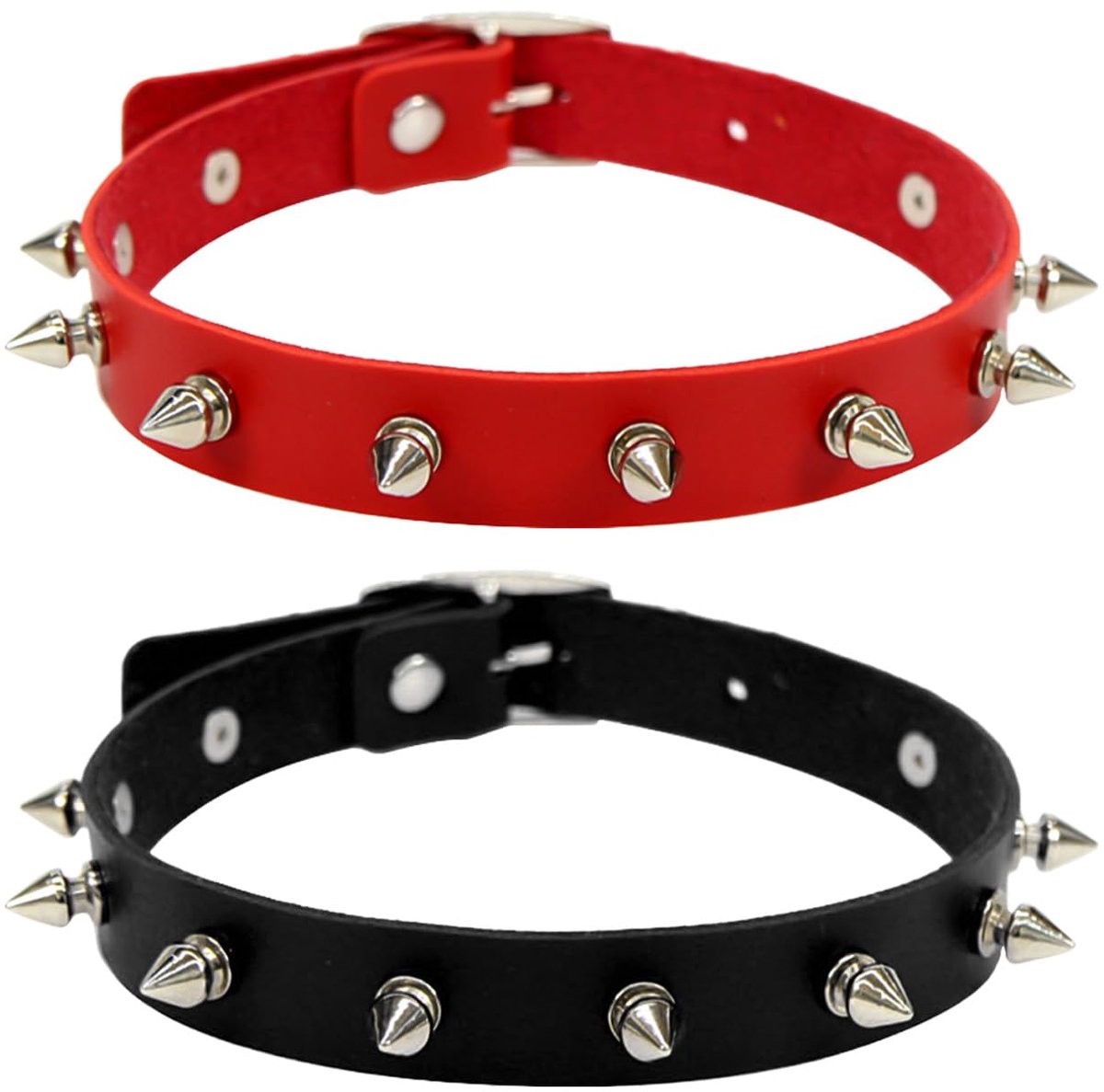 CVFRTT Rood lederen punkrock kraag unisex cosplay accessoire verstelbaar decoratief - ShopVlot