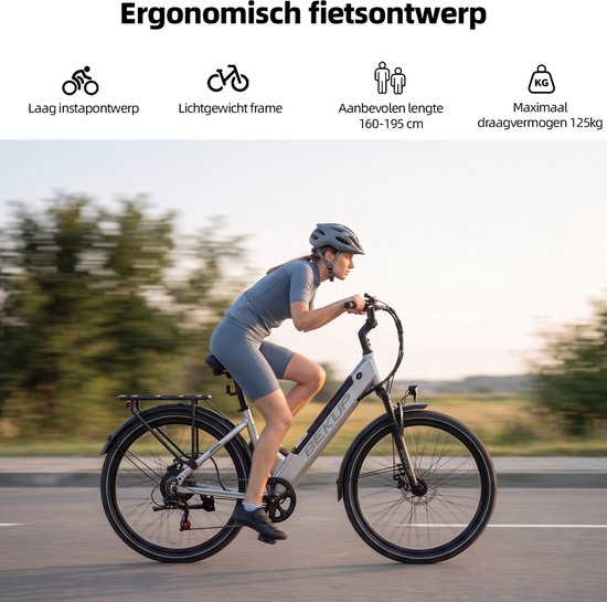 Elektrische fiets - Actieradius 80km - Verwijderbare batterij 36V13Ah - Motor 250W - Shimano 7 versnellingen - 26 Inch City Commuter EBike - Wit van Merkloos — afbeelding 4