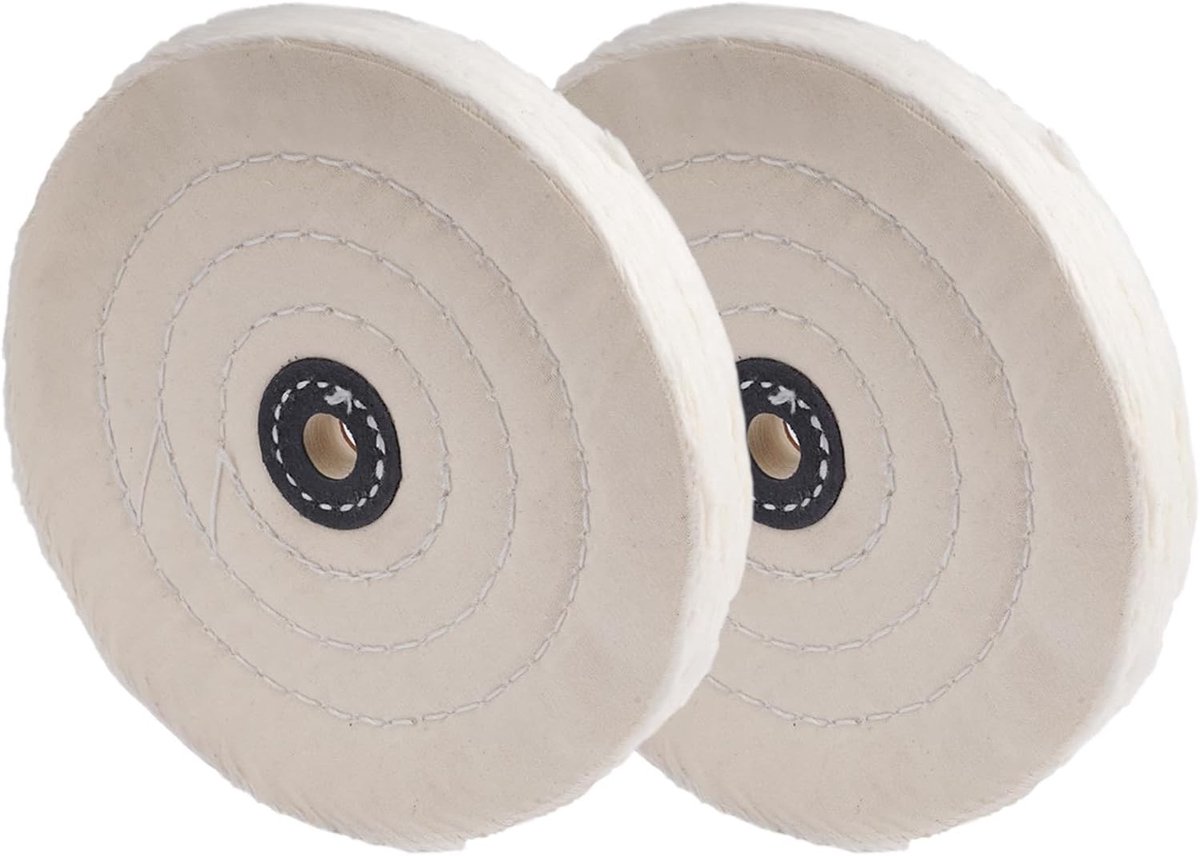 Set van 2 Polijstwielen van Katoen - 6 Inch Polijstschijven met 1/2 Inch Thorn Hole voor Effectieve Glans en Oppervlaktebehandeling