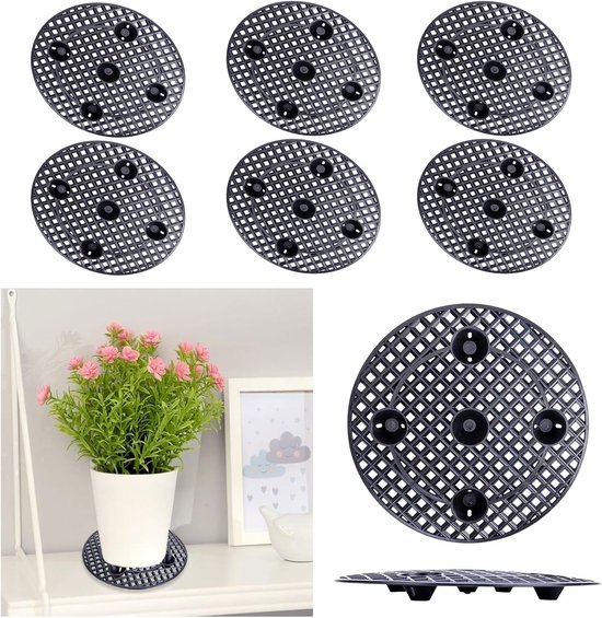 Set van 6 Plantstands voor Bloempotten, Plastic Onderzetters voor Potten, 30 cm, Ronde Bloempot Mat, Verhoogde Plantendrager voor Binnen en Buiten, Tuin en Balkon