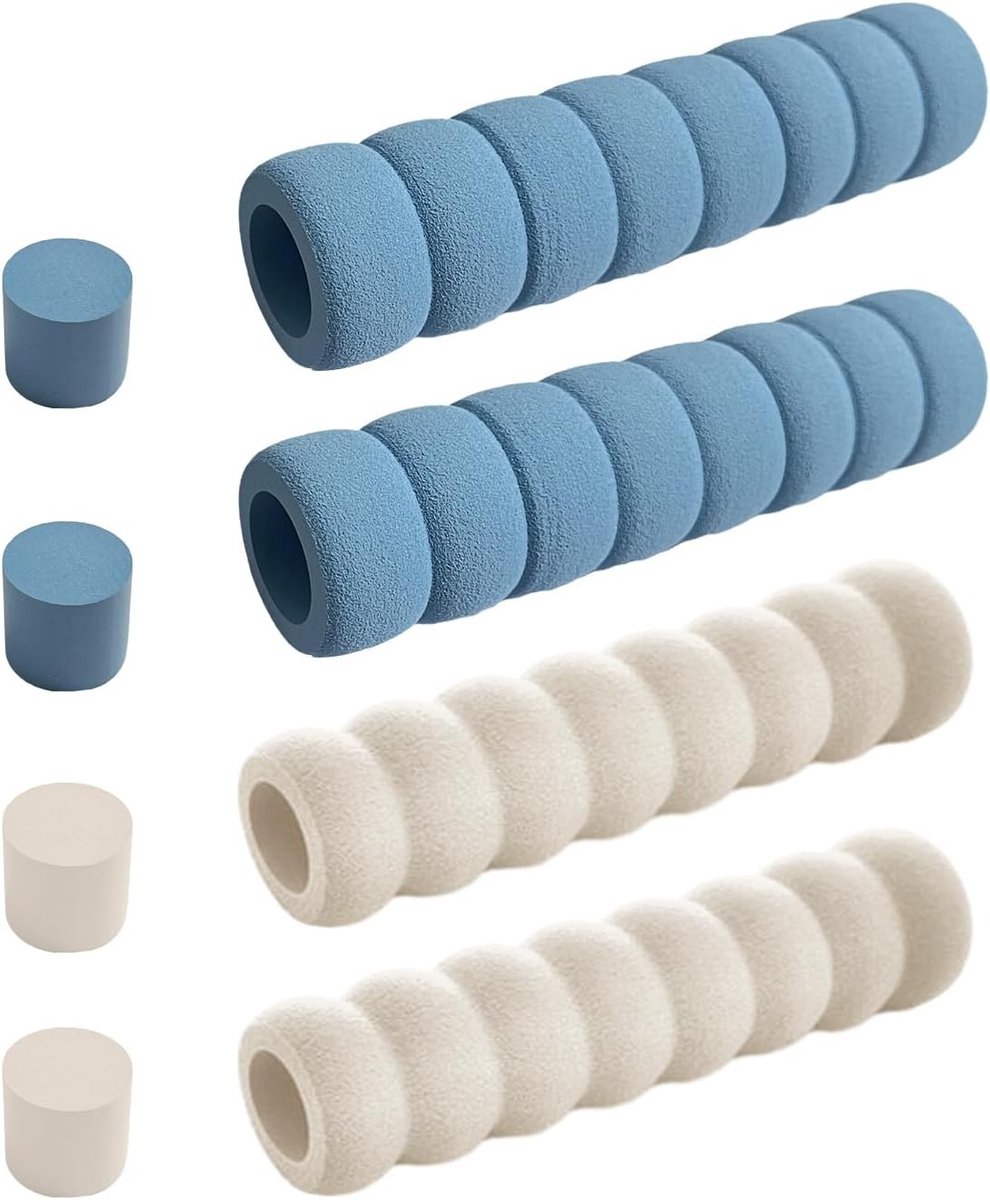 Veiligheidsbescherming voor Deuren, 4 Stuks Antistatische Anticollisiekappen voor Kinderen in Restaurant en School (Crème + Blauw)